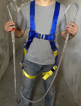 Full Body Safety Harness with Double Big Hook Lanyard,Full Body Harness with Double Leg Lanyard