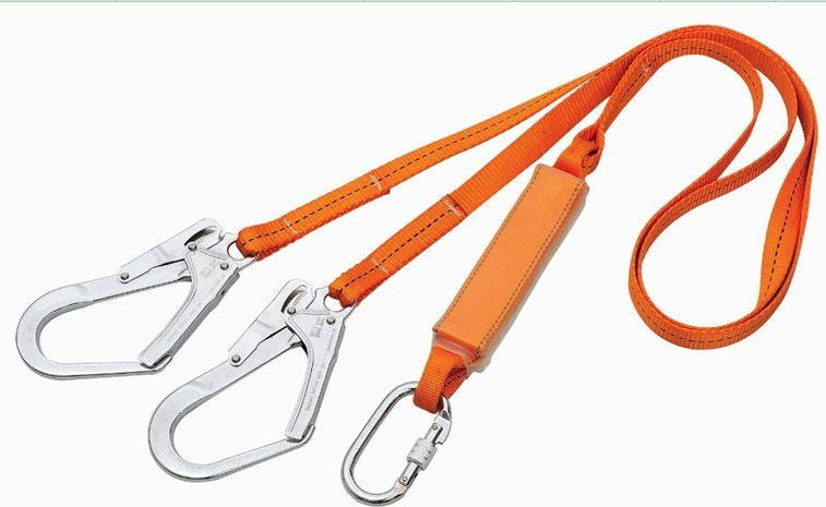 Safety Webbing Lanyard|Double Legged Big Hook Energy Shock Absorber Webbing Lanyard