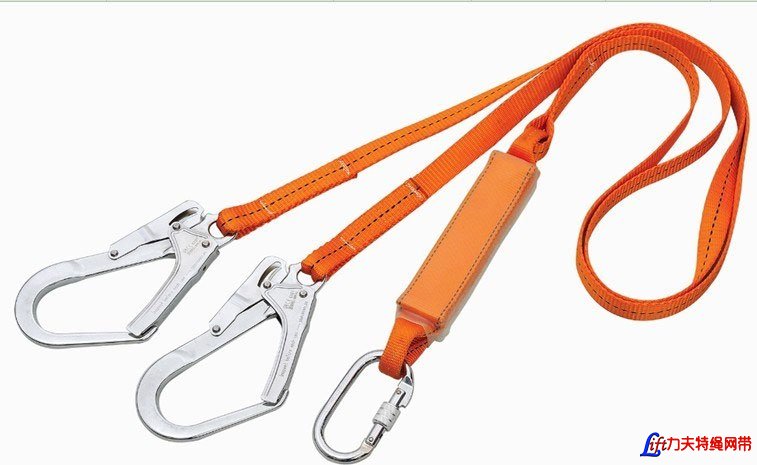 Safety Webbing Lanyard-Double Legged Big Hook Energy Shock Absorber Webbing Lanyard