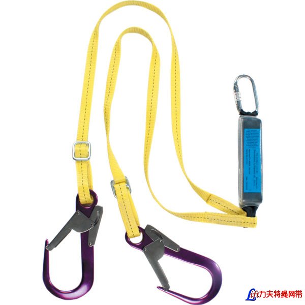 Twin Leg Adjustable Webbing Lanyard-2 Metre Twin Leg Webbing Shock Absorbing Lanyard With Adjustable