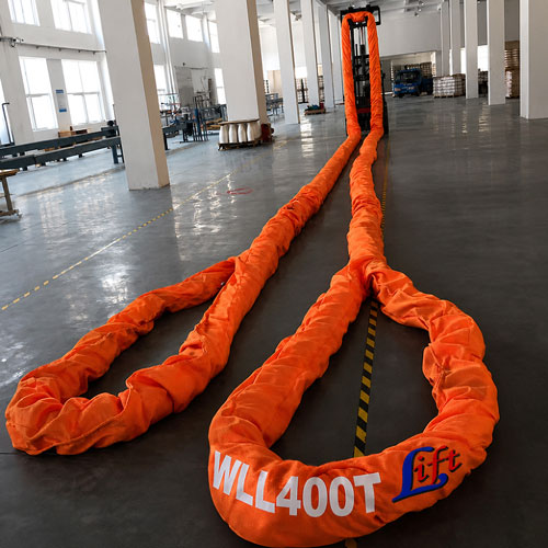 WLL 400T Polyester Round Slings – 400000KG Soft Lifting Slings – Heavy Duty Crane Lifting Slings